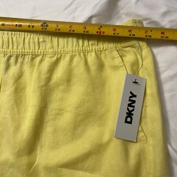 NWT DKNY Linen Blend High Rise Easy Shorts Yellow XL - Picture 4 of 8